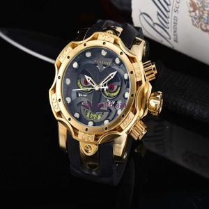 2021 New Luxury Mens Sports Watch Clown Series Golden Quartz Men Watches Calendar Silicone Strap Wristwatch1949