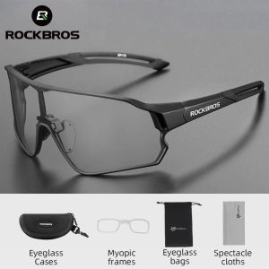 Brillen ROCKBROS Photochrome Fahrradbrille UV400 Goggle Großer Rahmen Männer Frauen Sport Fahrradbrille Sungless Verstellbare Fahrradbrille