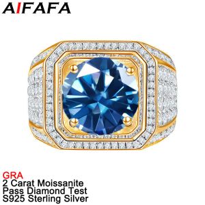 Anelli 2 carati zaffiro Moissanite anelli in oro per uomo donna verde rosso viola Moissanita Lab diamante S925 argento gioielleria raffinata all'ingrosso