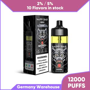 Germany warehouse vapers 12000 Puffs 2% 5% Disposable Vapes Pen 12k puff bar Electronic e cigarettes vape