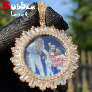 Necklaces Bubble Letter Custom Photo Necklace for Men Picture Memory Pendant Iced Out Charms Rock Street Jewelry