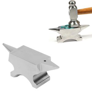 Equipamentos Bigorna de chifre de ponta dupla Bigorna de forjamento de metal de aço inoxidável com furo de base para marcação de joias DIY Metal Shaping Metalurgia