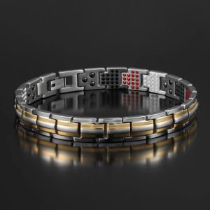 Armband 258 PCS Energy Stone Bio Elements Pure Ta2 Titanium Armband för kvinnor Fashion Gold Color Care Wide Germanium smycken Bangles