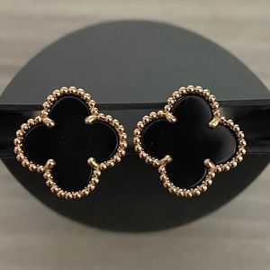 2024 Projektant Clover Studs kolczyki Vintage Four Leaf Clover Clover CHARKINGS ZAKŁADNIE MATOREK PEŁNEGO ZŁOTE STUDY AGATU DLA KOBIET BIZDY WEDLIDA 12