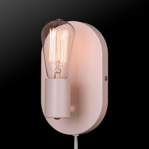 Globe Cleo 1-Light Plug-in or Hardwire Wall Sconce, Blush Pink, Matte Brass Accents, Black Cloth Cord, Bulb Not Included