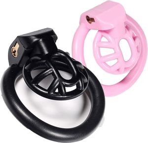 2022 Super Small Penis Ring Sissy Chastity Cage, låst i manlig kyskhetsanordning med 4 basring (M-medium, rosa)