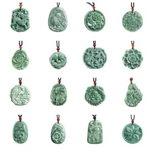 Pendants Green Burmese Jadeite Pendant Burma Jade Necklace Amulet Natural Real Fine Jewelry Carved Gemstone Charm Designer Emerald