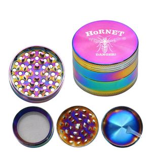 Rainbow Zinc Alloy Smoking Herb Grinder 63MM 4 layers Metal Tobacco Herbal Grinders Manual Cigarette Crusher Whole300Z