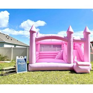 4,5x4,5 m (15x15ft) med fläkt grossist kommersiella rosa bröllop uppblåsbart bouncy slott med sidoförstörning hus för dops baby duschar