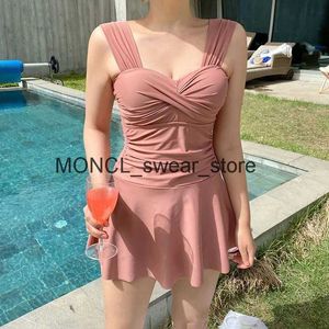 Mulheres de banho estilo coreano um pedaço maiô feminino sexy monokini verão sólido maiô ternos de natação swimskirtH24221