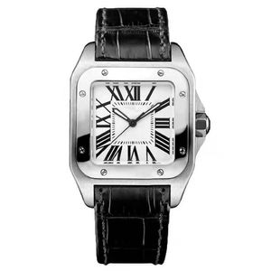 Luxury Men's Watch Mechanical Automatic Square Watch Cow Belt Diameter 40mm Sapphire Mirror Montre de Luxe Watches244G
