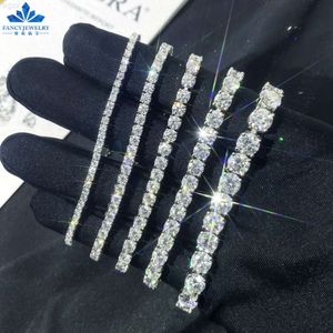 Biżuteria Kobiety Mikro utwardzone kubańskie bransoletki D VVS Lab Diamond Cuban Link łańcuch lodowy 925 Srebrna bransoletka tenisowa moissanite