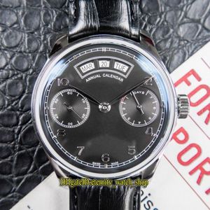 DMF V2 Wersja Upgrade Portugieser PISA 503502 Black Dial Power Reserve 52850 Automatyczne mechaniczne zegarki męskie Srebrzysty obudowa Leath286G