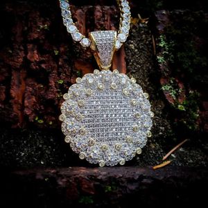 Hip Hop Iced Out Medallion Certified Gold Real Diamond Necklace med tenniskedja för ditt Hasband