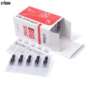 İğneler Stigma Yüksek Kaliteli Siyah Dövme İğneleri 20/50 PCS #10 (0.30mm) #12 (0.35mm) Makyaj astarı ve gölgelendirici Dövme Makine Aksesuarları