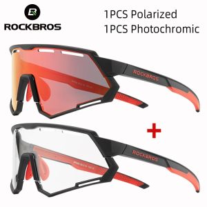 Brillen ROCKBROS 2 Gläser polarisierte + photochrome Fahrradbrille UV400 Fahrradsonnenbrille Sportbrille MTB Straßenbrille Fahrradbrille