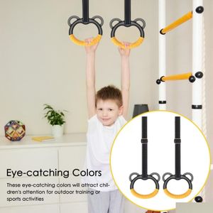 Dance Ribbon Gymnastic Rings For Kids Ring With Adjustable Straps Buckles Indoor Fitness Home Playground Plup M8H7 230608 Drop Deliv Dhlbc