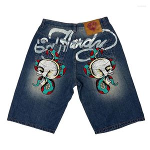 Herr jeans y2k harajuku denim shorts kläder hip hop trend streetwear amerikanska män kvinnor 2024 sommar gotisk svart jean