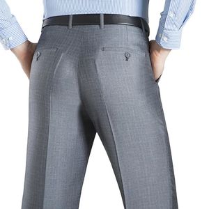 Calças de terno fino de negócios de verão para homens tamanho 2956 primavera outono masculino formal sólido seda vestido longo calças baggy calças de escritório 240220