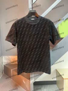 Xinxinbuy Men designer tee t shirt 2024 handduk broderi flockar kort ärm bomull kvinnor grå svart s-3xl