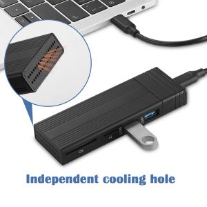 Boxs USB C Hub M.2 NVMe NGFF SSD Enclosure M.2 to USB 3.2 Gen 2 SSD Adapter SD TF Card Reader Type C HUB Dock For MacBook Pro Air