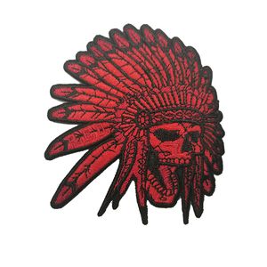Indischer Häuptling Totenkopf-Stickerei-Aufnäher zum Aufbügeln auf Kleidung, Applikationen, Zubehör, DIY, Nähen, individuelles Logo, gestickte Aufnäher