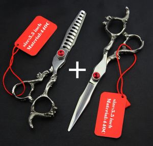 Shears Profissional 440c 6.0 5.5 Inch Hair Scissors Thinning Cutting Hairdressing Scissors Shears Scissor Set Styling Tools Free Ship