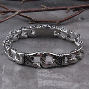 Link Bracelets Vikings Stainless Steel Bracelet 12mm Curb Cuban Chain Silver Color For Men Women Factory Offer With Box