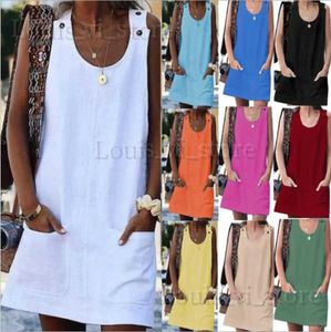 Grundläggande casual klänningar Sommarklänningar Bomull Linne modekläder Kvinnor Kläder Streetwear Casual Vintage Elegant Y2K Dress for Women New T240221