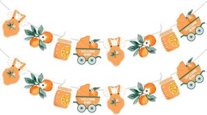 Party Decoration Little Cutie Banner Bunting Garland Baby Shower Decor Citrus Theme Birthday Tangerine Clementine Fruit Supplies