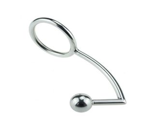 new arrivals stainless steel anal hook with penis ring 40mm 45mm 50mm womens sm bondage anal plug metal delay ejaculation time coc6778680