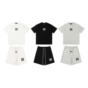 Ny set dubbel linje essent bakre bokstav trend lös casual par high street hip hop kvinnlig kort ärm t-shirt män och kvinnor Sames-xl