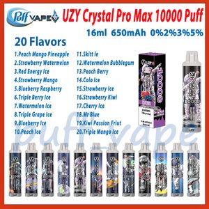 Birincil Uzy Crystal Pro Max 10000 Puf E Sigara 20 Lezzetler 650mAh Şarj Edilebilir Daha İyi Vs Randm Tonrado 10K 16ml Önceden Doldurulmuş Pod Tek Kullanımlık Vape Kalem