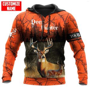 Herren-Kapuzenpullover, personalisierter Name, Hirschjagd, Orange, Camo, 3D-gedruckt, modischer Kapuzenpullover, Unisex-Kapuzenpullover mit Reißverschluss, lässige Trainingsanzüge KJ960