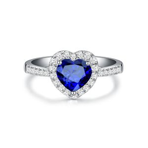 sweet love heart designer band rings for women 925 silver white blue red crystal diamond ring jewelry valentines day gift