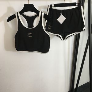 Fatos de treino de algodão das mulheres coletes de luxo shorts conjunto preto casual yoga treino duas peças esporte macio agasalho