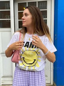 T-shirt damski Happy Face Shining Like Sunshine żeńska bawełniana koszulka Kreatywne zabawne swobodne krótkie tleśne koszulki damskie T240221