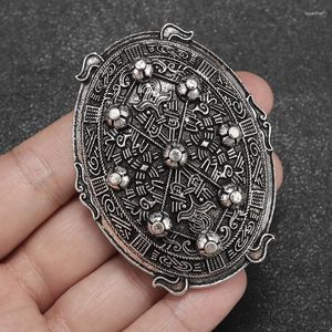 Brosches Men's Vintage Nordic Astrology Shield Brosch Fashion Punk Amulet Medieval Costum Pin Accessory Gift