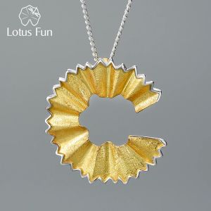 Pendants Lotus Fun Real 925 Sterling Silver Handmade Fine Jewelry Creative Pencil Shavings Design Pendant without Necklace for Women Gift