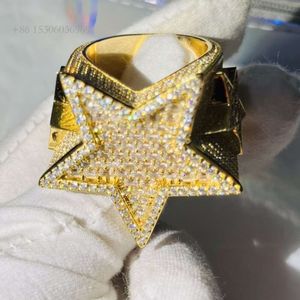 Wedding Star Rings VVS Moissanite Lab Diamond Women Gold Plated Hip Hop Colorful Sterling Sier Ring