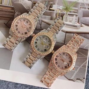 Maza moda ogląda mrożone zegarki automatyczne pokrętło kalendarza 40 mm pełne diamentowe zegarek