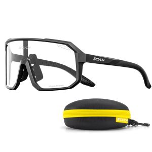 Eyewears SCVCN Photochrome Fahrrad-Sonnenbrille für Männer und Frauen, Outdoor, Fahrrad-Sportbrille, Rennrad, MTB, Fahrradbrille, UV400-Brille mit Etui