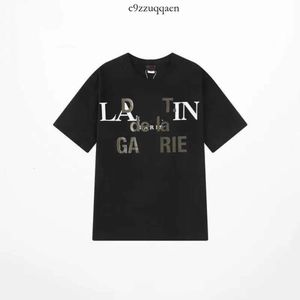 Lanvins Homens Camisetas Designer Luxo Lanvins Clássico Camiseta Peito Carta Impresso Lavin Camisa High Street Lavina Sapato Algodão Solto Tees 299