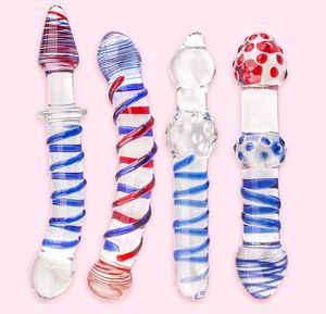 Protuberanze trasparenti Pyrex Crystal Glass Dildo Pene anale Butt Plug Giocattoli del sesso per le donne Uomo Masturbatore gay5428874