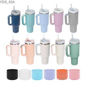 Water Bottles 40oz Tumbler with Handle Straw and Silicone Boom Stainless Steel Vacuum Thermos Cup Large Capacity Travel Car Coffee Mug YQ240221