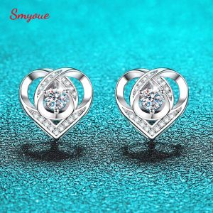 イヤリングSmyoue 0.4cttw 100％Real D Color Heart Moissanite Stud earrings for Women S925 S925 STERLING SILVER WEDDING JEWERNY BIRTHDAY GRA