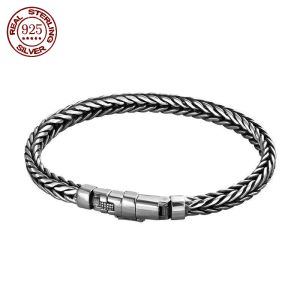 Banles Factory Cena 100% Real Solid S925 Srebrny ręcznie robiony ręcznie tkaninowy styl retro dominujący ppersonality Keel Man and Woman Bracelets