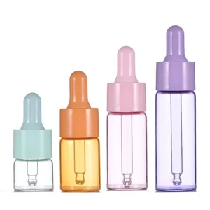 Toptan 221pcs 5ml 10ml Cam Parfüm Şişeleri Macaron Renk Damlası Uçucu Yağ Şişeleri Boş Dolumlanabilir Parfüm Koku Şişesi