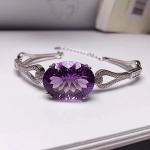 Armreifen Ruzzallati Luxus 7 Brasilianer Amethyst Stone Charms Armband Silber Farbe Trendy Armreif Schmuck Großhandel Großhandel