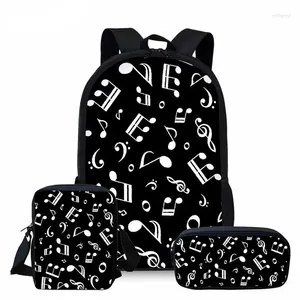Backpack Cartoon Piano Keyboard Musical Notes 3D Print 3pcs/Set School Bags Laptop Daypack Inclined Shoulder Bag Pencil Case